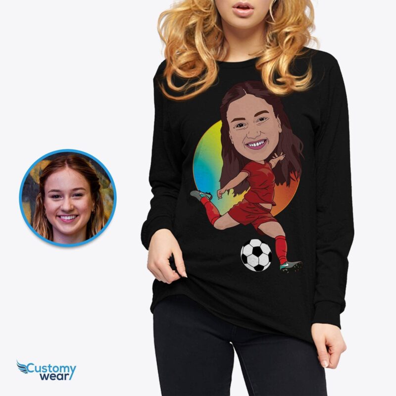 Custom female Footballer shirt - Soccer mom sister girlfriend tee CustomyWear adult, adult2, christmas gifts for soccer players, cool soccer gifts, cool soccer shirts designs, co