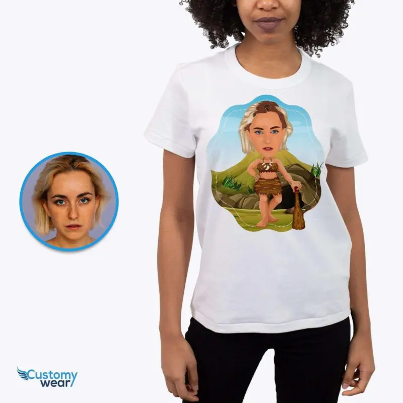 Personalisiertes Höhlenmensch-Portrait-T-Shirt – Verwandeln Sie Ihr Foto in individuelle, lustige T-Shirts für Erwachsene