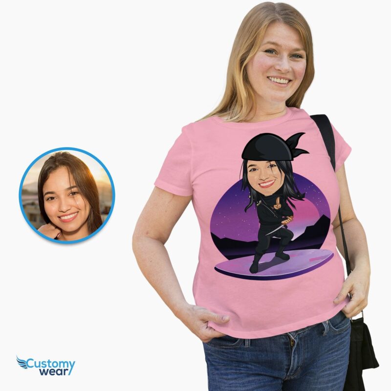 Gepersonaliseerd Ninja Warrior T-shirt - Transformeer uw foto in aangepaste Ninja Tee-Customywear-volwassenenshirts
