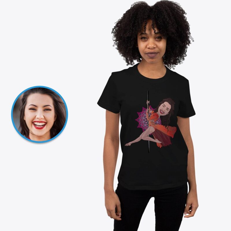 Gepersonaliseerde Pole Dancer Portrait T-shirt - Transformeer uw foto in aangepaste dans-T-shirts voor volwassenen