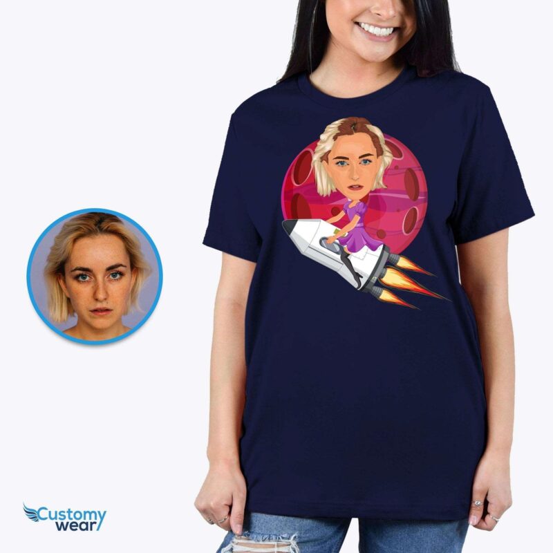 Custom female spaceship shirt, Rocket ride shirt, Science gifts CustomyWear adult2, Alien_shirt, earth_shirt, female, Science_gift_for_her, science_shirt, single-judge, space_s