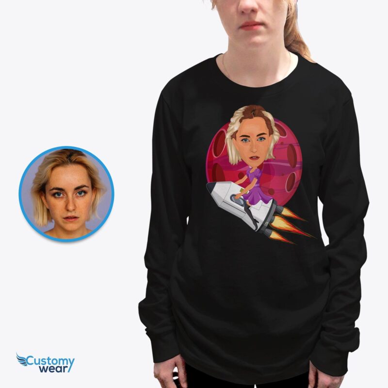 Custom female spaceship shirt, Rocket ride shirt, Science gifts CustomyWear adult2, Alien_shirt, earth_shirt, female, Science_gift_for_her, science_shirt, single-judge, space_s