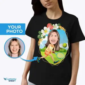 Personalized Tennis Player T-Shirt – Transform Your Photo into Custom Tennis Tee Adult shirts www.customywear.com