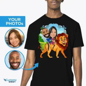 Personalized Lion Couples Shirts: Transform Photos into Adventure Attire Adult shirts www.customywear.com