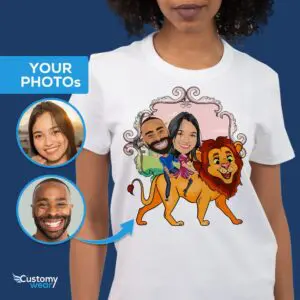 Personalized Lion Couples Adventure Shirts: Transform Photos into Custom Animal Tees Adult shirts www.customywear.com