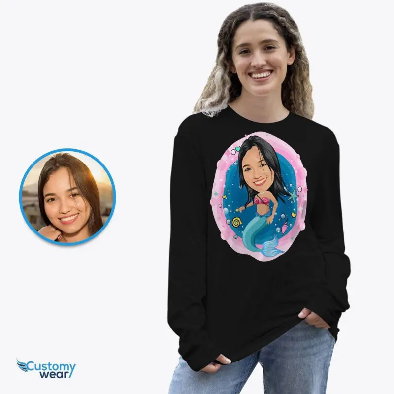 Transform Your Photo into a Custom Little Mermaid Tee - Perfect Mermaid Gifts-Customywear-Adult shirts