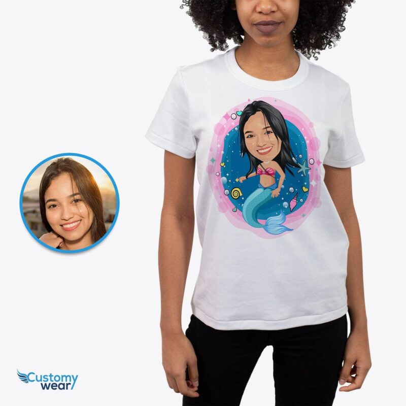 Transformă-ți fotografia într-un tricou personalizat cu sirenă - Cadouri perfecte pentru sirene-Haine personalizate-cămăși pentru adulți