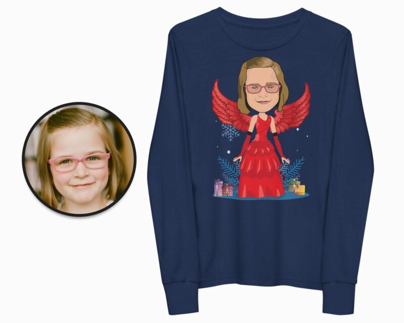 Custom long sleeves tee, santa princess angel youth tee personalized christmas t shirt, christmas shirt for vacation, gifts for her, girls CustomyWear adult2, Christmas_gift, custom_christmas, custom_christmas_tee, Custom_long_sleeves, female, gift_fo