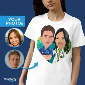 Košile pro páry sester na zakázku – Personalizované dárkové košile pro zdravotní školu pro dospělé www.customywear.com
