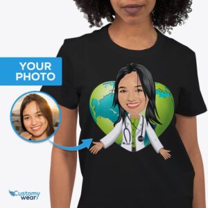 Custom Nurse Shirt – Personalized Nursing Gift with Heart Globe Adult shirts www.customywear.com