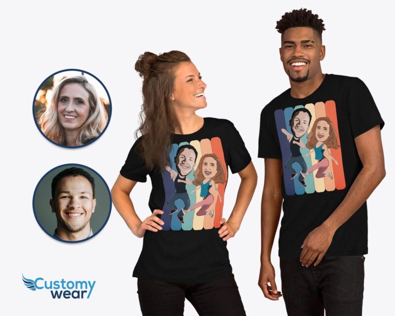 Custom photo t-shirt design and printing with your image and text | Personalized hiphop couple jump high | T-shirt designer customywear CustomyWear custom_tshirt, hip_hop_dance_shirt