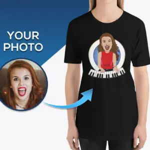 Personalisiertes Klavierspieler-T-Shirt | Kundenspezifisches Musik-T-Stück T-Shirts für Erwachsene www.customywear.com