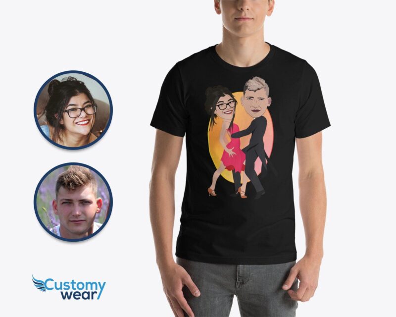 Custom professional photo text t-shirt design and print with Latin tango dancer classy couple | Personalized T-shirt designer Customywear CustomyWear custom_couple_dance, custom_tshirt