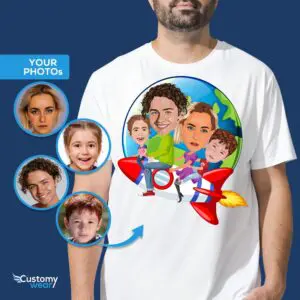 Стартирайте Family Fun – Персонализирана тениска Rocket Shirt за персонализирани космически приключения Ризи за възрастни www.customywear.com