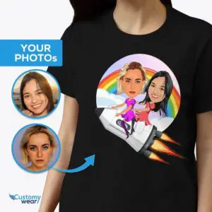 Rocket Shirt for Lesbian Couples: Personalized, Funny, and Rainbow-themed Tee Axtra - ALL vector shirts - male www.customywear.com