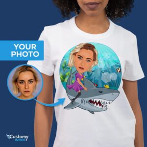 Stylishly Personalized Women’s Shark Tee – Embrace the Waves of Fashion Adult shirts www.customywear.com