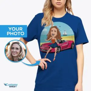 T-shirt personalizzata personalizzata per avventura in spiaggia con auto sportiva | Foto di Tee Masterpiece Camicie per adulti www.customywear.com