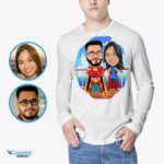 Personalizovaná trička pro superhrdinské páry – přeměňte své fotografie na trička na míru – košile na míru – košile pro dospělé