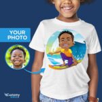 Personalized Surfing Boy Shirt - Turn Your Photo into a Custom Ocean Wave Tee-Customywear-Boys
