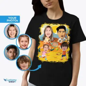 Niestandardowa koszulka rodzinna do tenisa | Spersonalizowany prezent dla rodzin kochających sport Koszulki dla dorosłych www.customywear.com