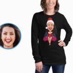Personalized Christmas T-Shirt | Custom Santa Claus Snowboarding Tee for Women-Customywear-Adult shirts