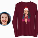 Personalized Christmas T-Shirt | Custom Santa Claus Snowboarding Tee for Women-Customywear-Adult shirts