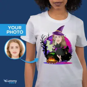 T-shirt sorcière personnalisé pour femmes | Cadeau d'Halloween personnalisé Chemises pour adultes www.customywear.com
