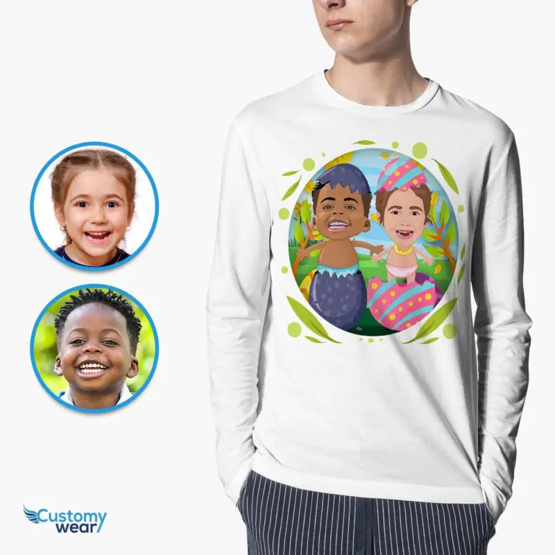 Personalized Easter Eggs Siblings Shirts | Custom Brother and Sister Tee-Customywear-Easter