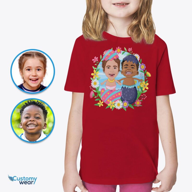 Молодёжная футболка с персонализированными пасхальными яйцами | Соответствующие футболки для братьев и сестер-Customywear-Siblings