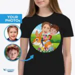 Personalized Easter Bunny Ride Youth T-Shirt | Sibling Matching Tees-Customywear-Easter