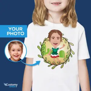 Transformujte svou fotografii do vlastní mexické košile pro mladé | Personalizované tradiční šaty kultura trička | Země www.customywear.com