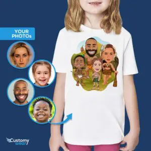 Niestandardowa młodzieżowa koszula starożytnej rodziny | Spersonalizowana koszulka dla dziewczynki z motywem jaskiniowca Niestandardowe koszulki z motywem jaskiniowca www.customywear.com