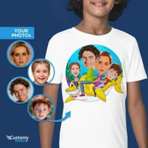 Aangepaste jeugd familie haai shirt | Baby Shark Adventure Tee Axtra - ALLE vectorshirts - mannelijk www.customywear.com