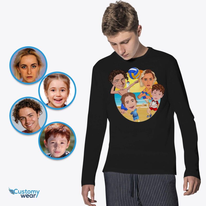 Creëer je eigen familievolleybalavontuur T-shirt | Aangepaste foto op gepersonaliseerde T-shirt-Customywear-jeugd / kinderen