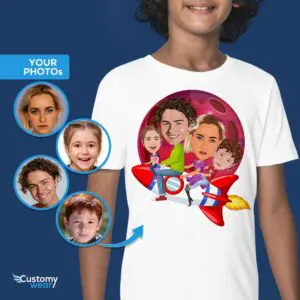 Personalized Youth Rocket Family T-Shirt | Custom Space Tee for Siblings Axtra - ALL vector shirts - male www.customywear.com