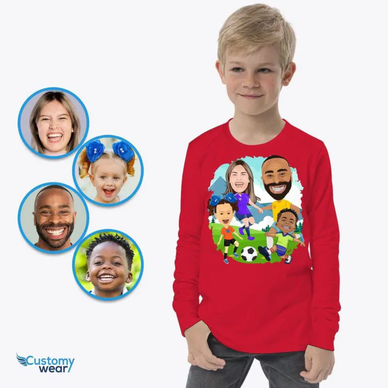 Personalized Youth Soccer Family T-Shirt | Custom Game Day Tee for Teenage Boys-Customywear-Custom arts - soccer player