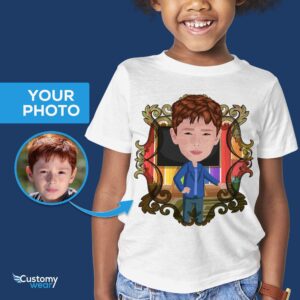 Personalisieren Sie das Foto Ihres Kindes in ein individuelles Lehrer-T-Shirt – Jugend-Grundschul- und Kindergarten-Shirt für Jungen und Mädchen Axtra – ALLE Vektor-Shirts – männlich www.customywear.com