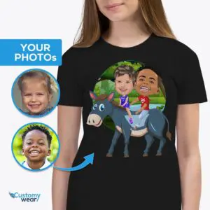 Personalized Donkey Riding Siblings Shirts – Custom Funny Kids Tee Axtra - ΟΛΑ τα διανυσματικά πουκάμισα - ανδρικά www.customywear.com
