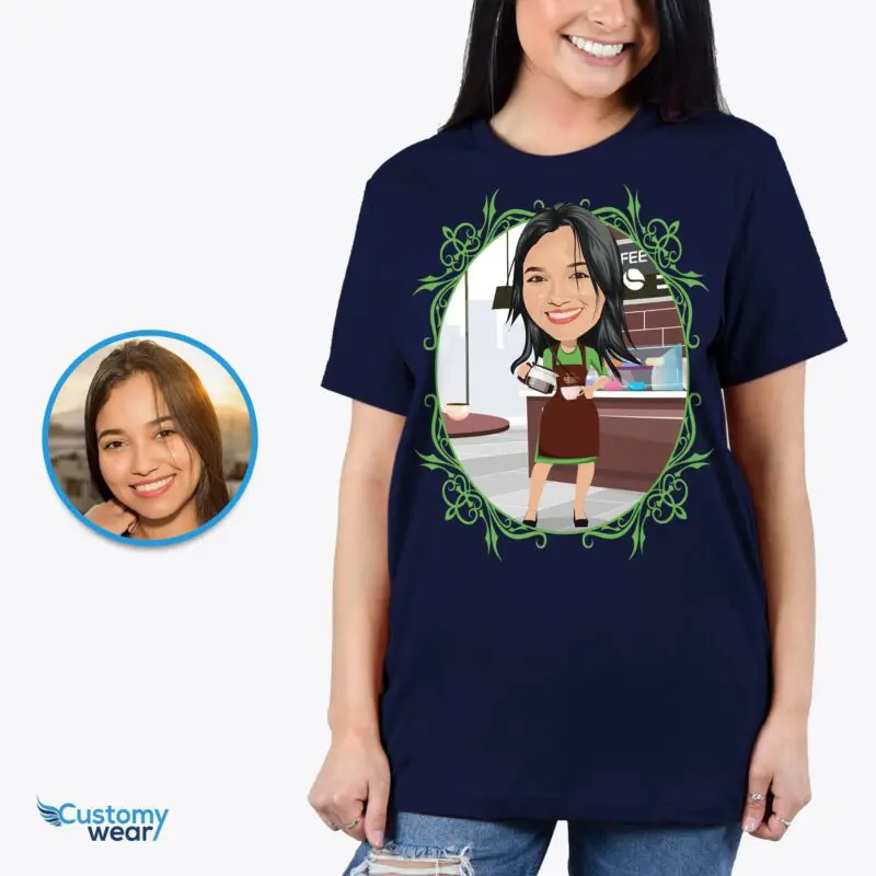 Custom Female Barista Shirt - Personalized Waitress Tee-Customywear-Adult shirts