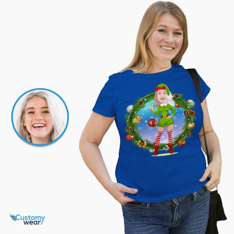 Camicia personalizzata per costume da elfo femminile - Magliette natalizie verdi personalizzate-Customywear-Camicie per adulti