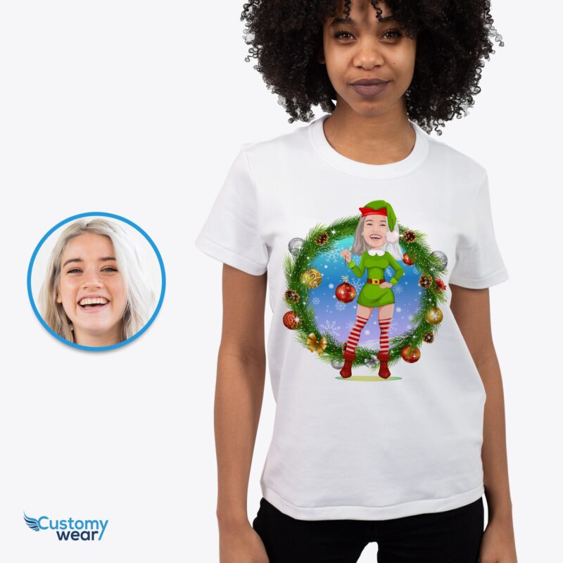 Camicia personalizzata per costume da elfo femminile - Magliette natalizie verdi personalizzate-Customywear-Camicie per adulti