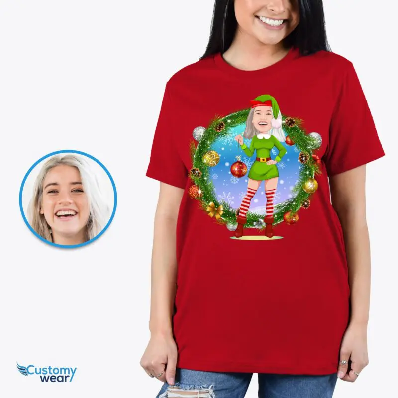 Custom Female Elf Costume Shirt - Personalized Green Christmas Tee-Customywear-Adult shirts