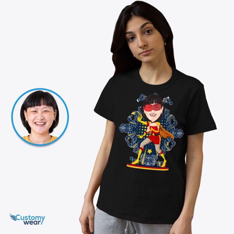 カスタム女性スーパーヒーロー T シャツ - パーソナライズされた英雄的な女性のギフト-Customywear-大人用シャツ