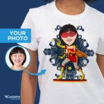 कस्टम महिला सुपरहीरो टी-शर्ट - वैयक्तिकृत वीर महिला उपहार-कस्टमीवियर-वयस्क शर्ट
