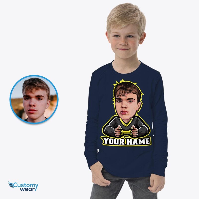 Gamer gaming shirt for youth Boys - Streamer youtuber tee CustomyWear boy, custom_gaming_shirt, kid, Kids, little_brother_shirt, single-judge, toddler_boy_clothes, vudeo_
