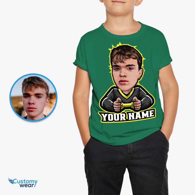 Gamer gaming shirt for youth Boys - Streamer youtuber tee CustomyWear boy, custom_gaming_shirt, kid, Kids, little_brother_shirt, single-judge, toddler_boy_clothes, vudeo_