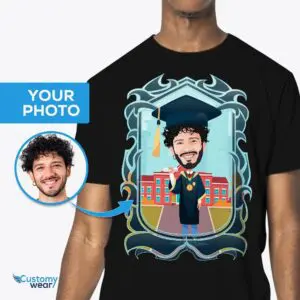 Custom Graduation T-Shirt – Personalized Gift with Your Photo in Graduation Gown Adult shirts www.customywear.com