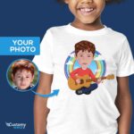 Рубашка с гитарой для мальчика-гитариста на заказ — футболка с персонализированным музыкальным вдохновением-Customywear-Boys
