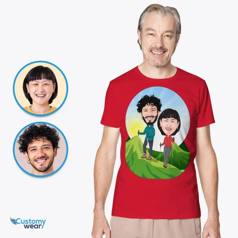 Custom Hiking Couples Shirts - Personalized Mountain Adventure Tees-Customywear-Adult shirts