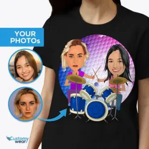 Персонализирана лесбийска барабанистка тениска | Персонализирани LGBTQ музикални подаръци Тениски за барабанисти www.customywear.com